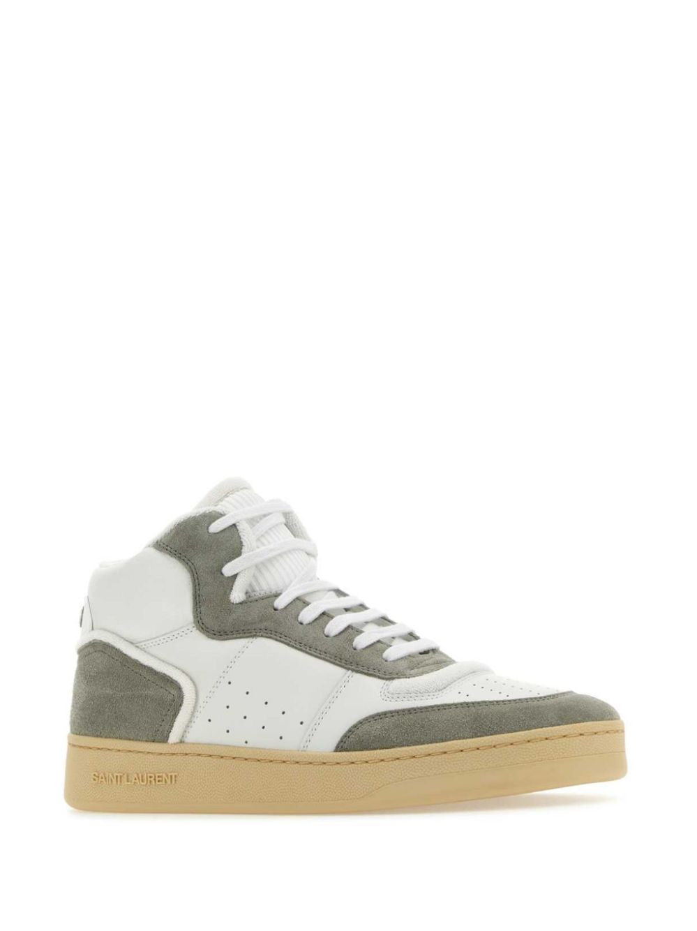 Men's Saint Laurent SL80 High-Top Sneakers In White Light Grey