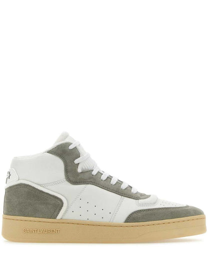 Men's Saint Laurent SL80 High-Top Sneakers In White Light Grey