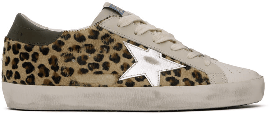 Men's SSENSE Exclusive White Super-Star Sneakers In Beige Brown Black Silver