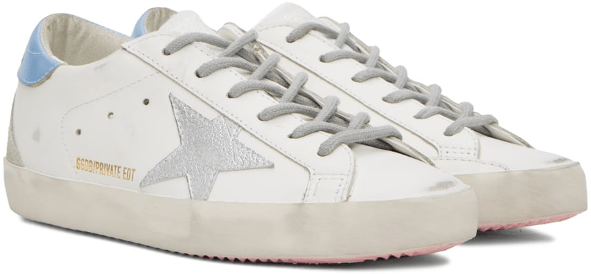 Men's SSENSE Exclusive White Super-Star Sneakers In Lilac Silver