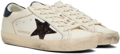 Men's SSENSE Exclusive White Super-Star Sneakers In Navy Brown