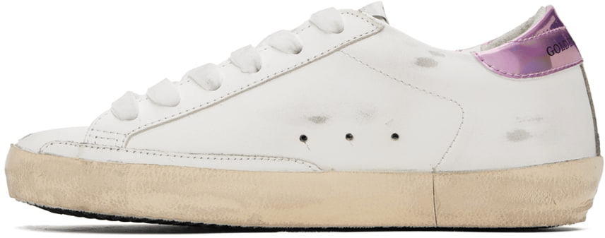 Men's SSENSE Exclusive White Super-Star Sneakers In Pink Iridescent