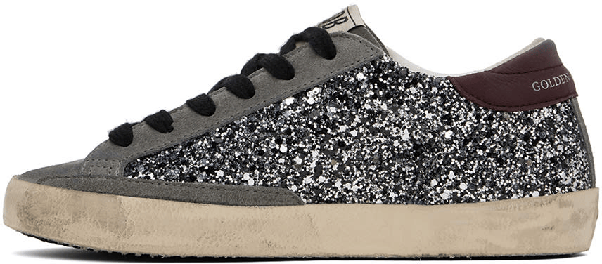 Men's SSENSE Exclusive White Super-Star Sneakers In Silver Black Wine