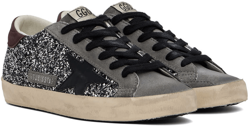 Men's SSENSE Exclusive White Super-Star Sneakers In Silver Black Wine