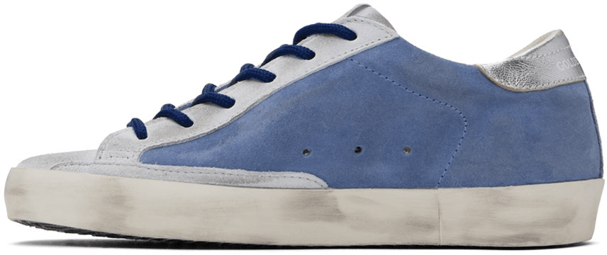 Men's SSENSE Exclusive White Super-Star Sneakers In Silver Blue Gray