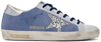 Men's SSENSE Exclusive White Super-Star Sneakers In Silver Blue Gray