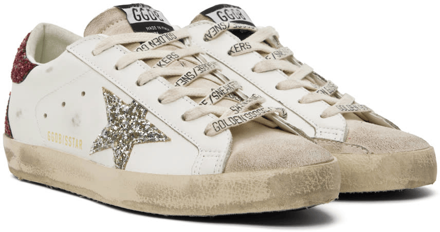 Men's SSENSE Exclusive White Super-Star Sneakers In White Bordeaux Silver