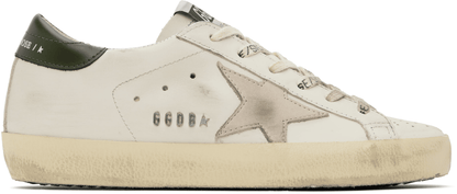 Men's SSENSE Exclusive White Super-Star Sneakers In Dark green