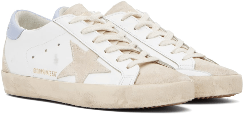 Men's SSENSE Exclusive White Super-Star Sneakers In Blue Fog