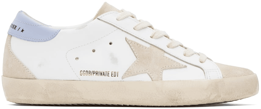 Men's SSENSE Exclusive White Super-Star Sneakers In Blue Fog