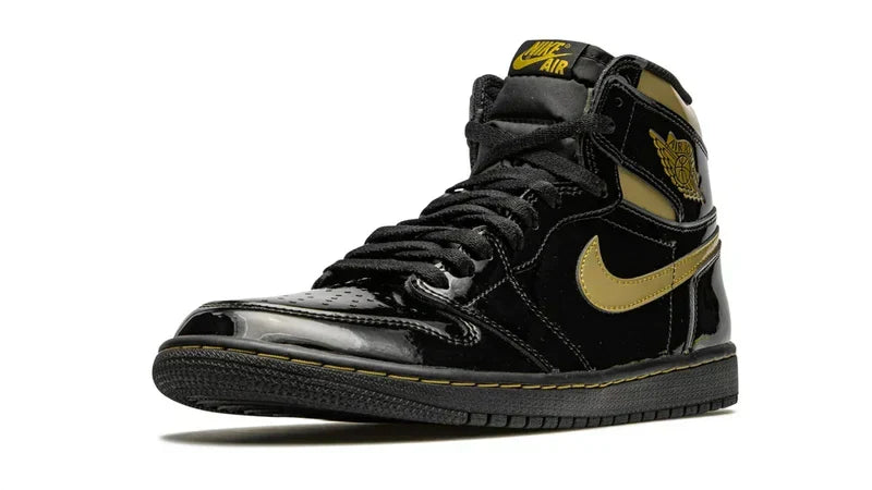 Men's Air Jordan 1 High Black Metallic Gold Shoes