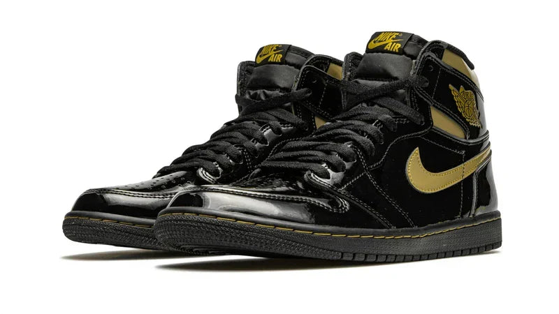 Men's Air Jordan 1 High Black Metallic Gold Shoes