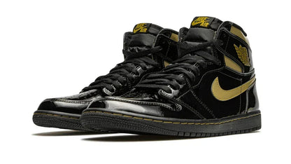 Men's Air Jordan 1 High Black Metallic Gold Shoes