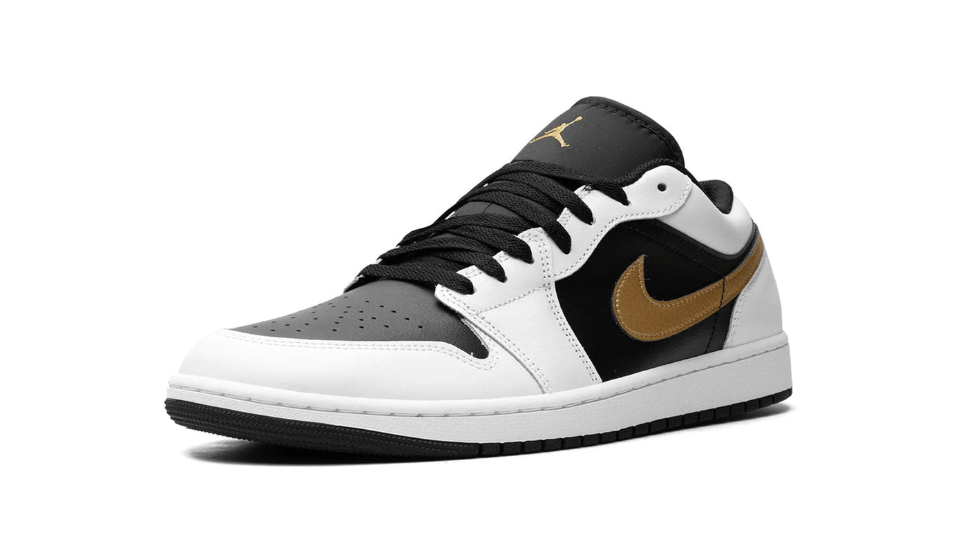 Men's Air Jordan 1 Low Gold Swoosh Shoes