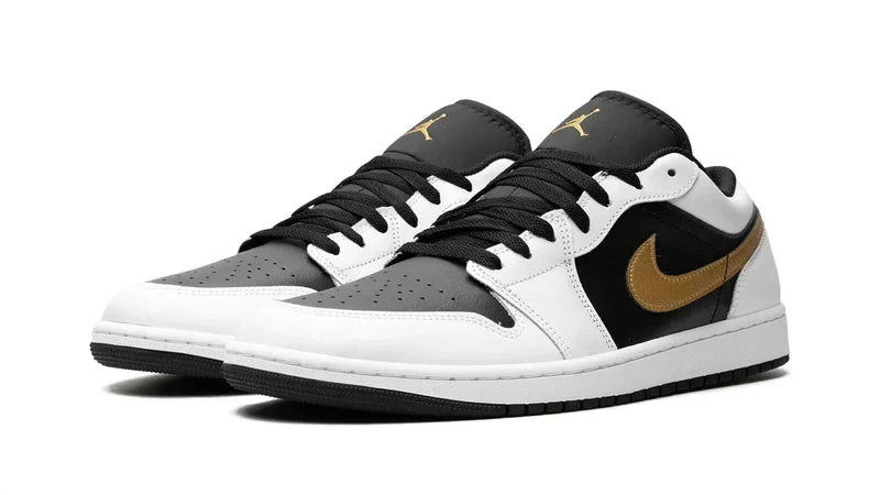 Men's Air Jordan 1 Low Gold Swoosh Shoes