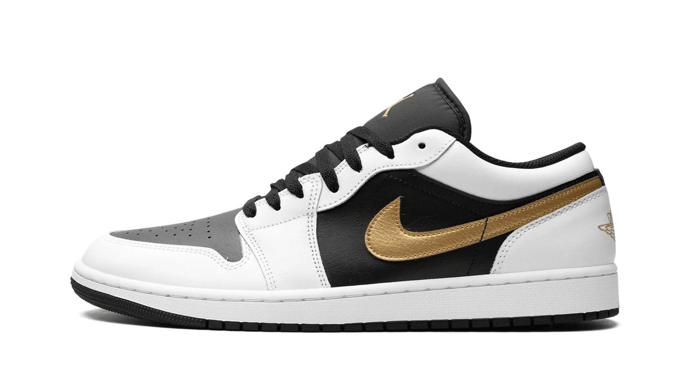 Men's Air Jordan 1 Low Gold Swoosh Shoes