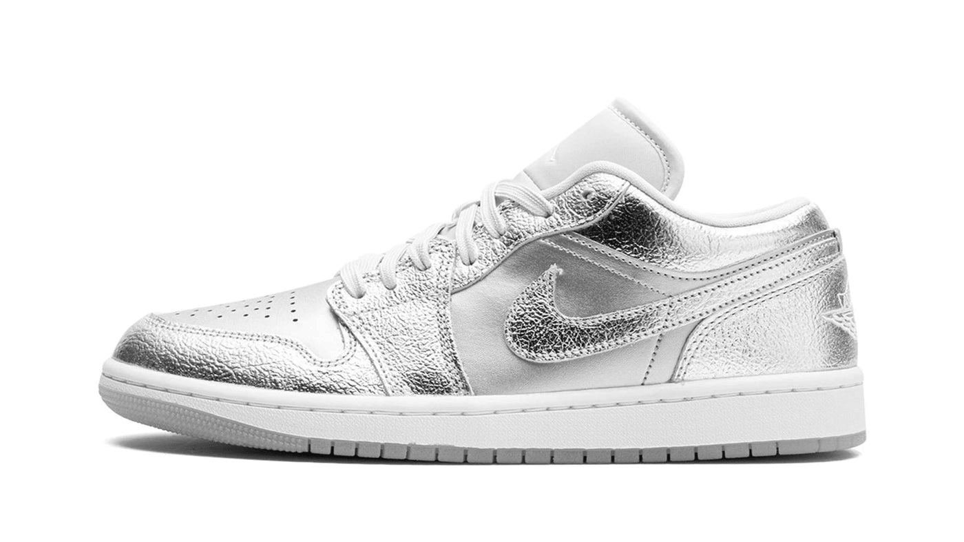Men's Air Jordan 1 Low Metallic Silver Shoes