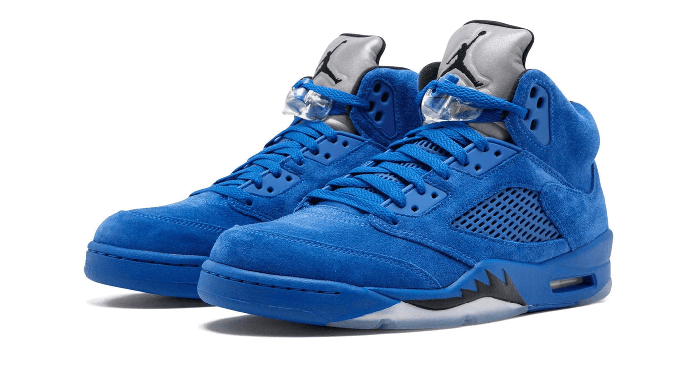 Men's Air Jordan 5 Blue Suede Shoes