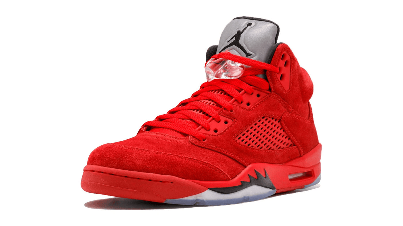 Men's Air Jordan 5 Red Suede Shoes