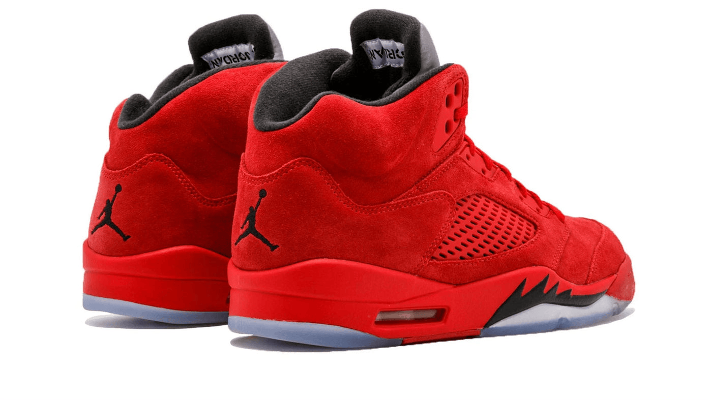 Men's Air Jordan 5 Red Suede Shoes
