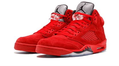Men's Air Jordan 5 Red Suede Shoes
