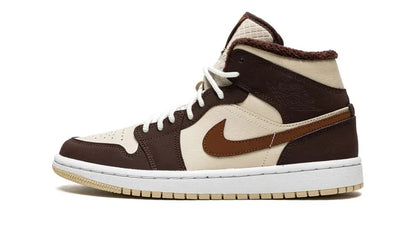 Men's Air Jordan 1 Mid Brown Basalt Fleece Shoes