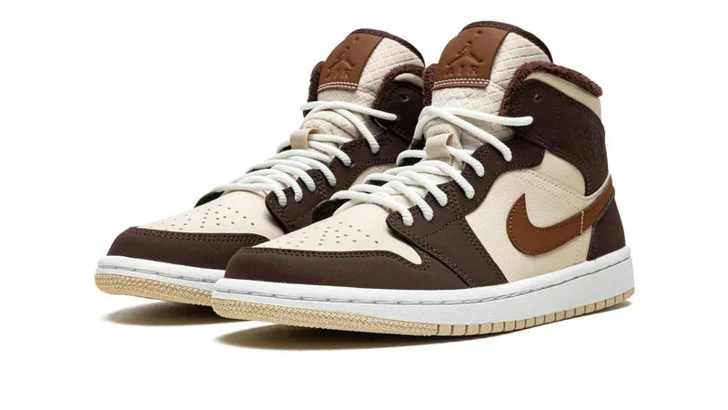 Men's Air Jordan 1 Mid Brown Basalt Fleece Shoes