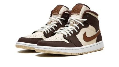 Men's Air Jordan 1 Mid Brown Basalt Fleece Shoes