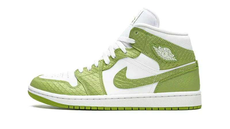 Men's Air Jordan 1 Mid Green Python Shoes
