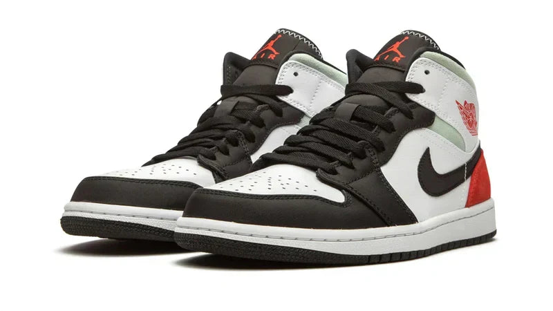 Men's Air Jordan 1 Mid Red Grey Black Toe Shoes