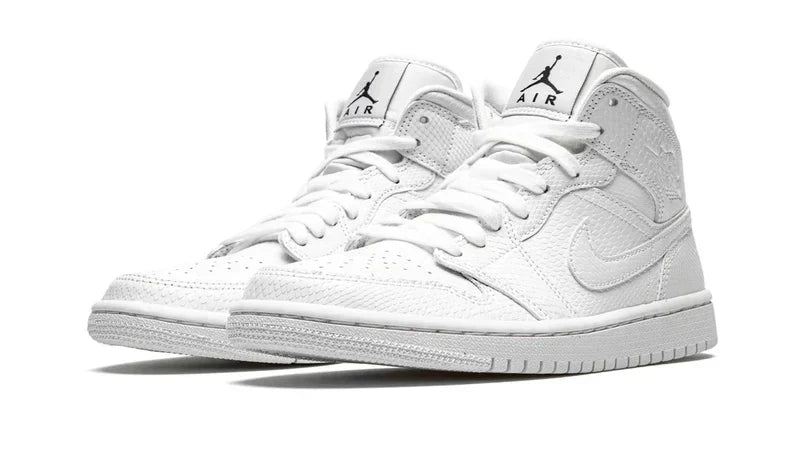 Men's Air Jordan 1 Mid White Snakeskin Shoes