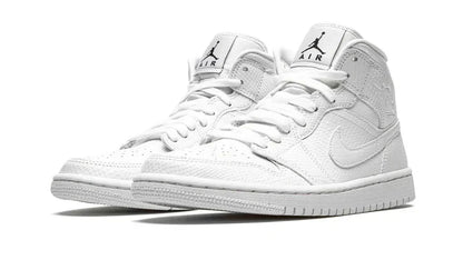 Men's Air Jordan 1 Mid White Snakeskin Shoes
