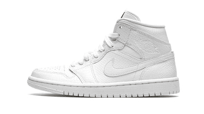 Men's Air Jordan 1 Mid White Snakeskin Shoes