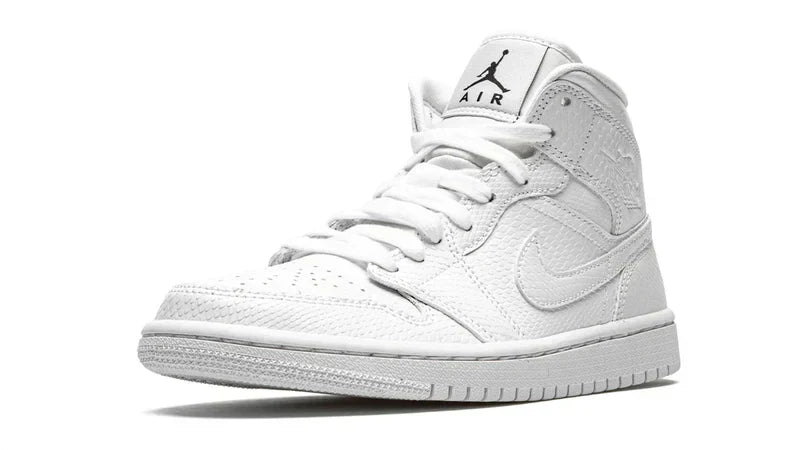 Men's Air Jordan 1 Mid White Snakeskin Shoes