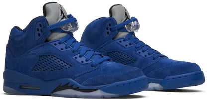 Men's Air Jordan 5 Blue Suede Shoes