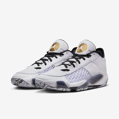 Men's Nike Air Jordan 38 White Metallic Gold Shoes