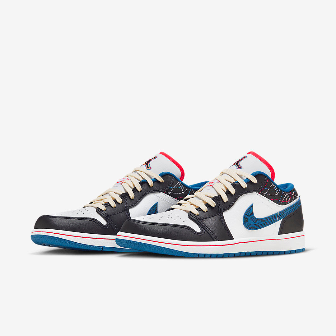 Men's Air Jordan 1 Low 'Black Industrial Blue' Shoes
