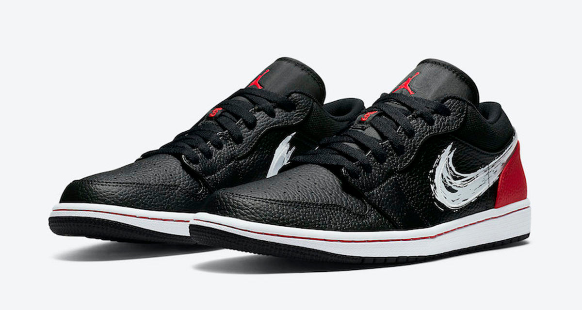 Men's Air Jordan 1 Low 'Brushstroke Swoosh' Shoes