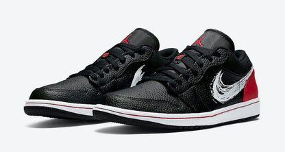 Men's Air Jordan 1 Low 'Brushstroke Swoosh' Shoes