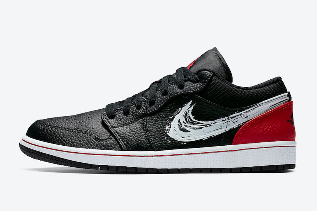 Men's Air Jordan 1 Low 'Brushstroke Swoosh' Shoes