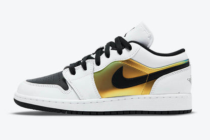 Men's Air Jordan 1 Low 'White Black-Metallic Gold' Shoes