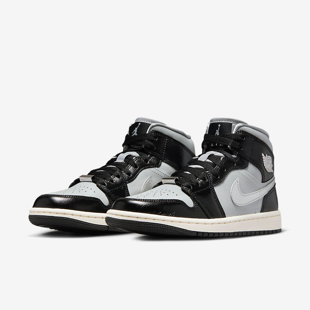 Men's Air Jordan 1 Mid 'Black Chrome' Shoes