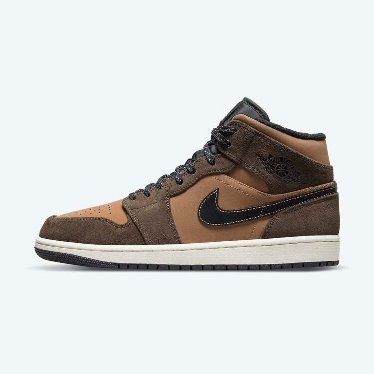 Men's Air Jordan 1 Mid 'Black Swooshes' Shoes