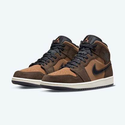 Men's Air Jordan 1 Mid 'Black Swooshes' Shoes