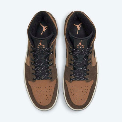 Men's Air Jordan 1 Mid 'Black Swooshes' Shoes