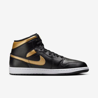 Men's Air Jordan 1 Mid 'Black Metallic Gold' Shoes