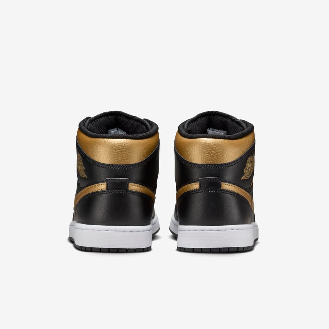 Men's Air Jordan 1 Mid 'Black Metallic Gold' Shoes