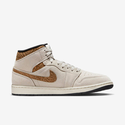 Men's Air Jordan 1 Mid 'Brown Elephant' Shoes
