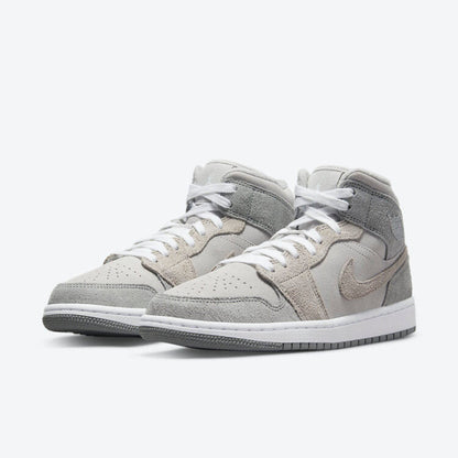 Men's Air Jordan 1 Mid 'Grey Fleece' Shoes