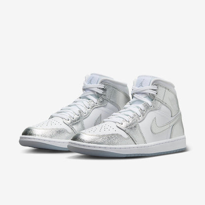 Men's Air Jordan 1 Mid 'Metallic Silver' Shoes